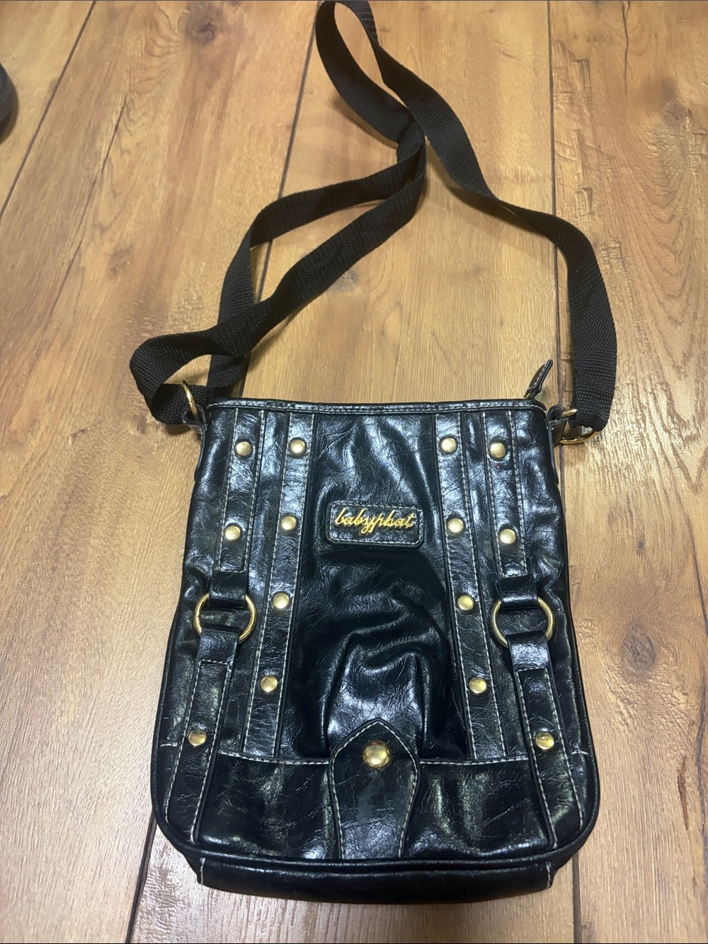 Baby Phat Black Crossbody with Gold Studs